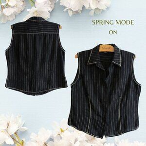 COPY - Oppio Black Vest 100% Linen Sz XL